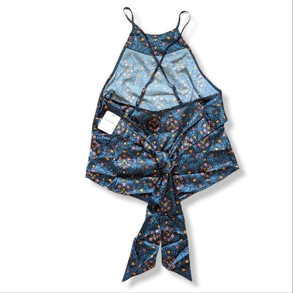 Free People Easy Breezy Silky Floral Tie-Back Cami | Hanky Hem Boho sz S NWT - Picture 8 of 11